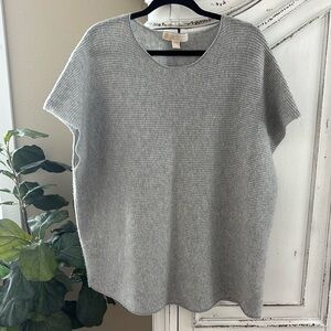 Michael Kors Gray Cashmere Oversized Ribbed Sweater Poncho Sleeveless Size Small